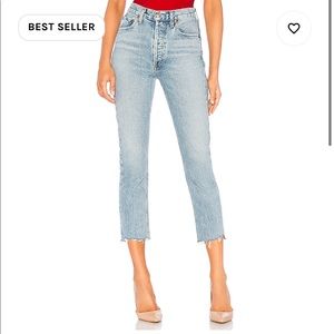 AGOLDE Riley High Rise Straight Crop in Zephyr